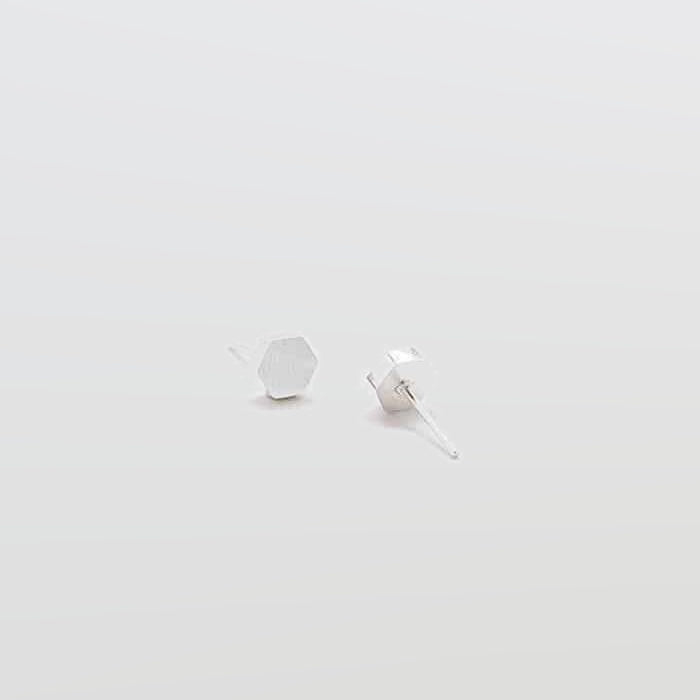 Silver Solid Hexagon Stud Earrings - Imperfect - Admiral Row