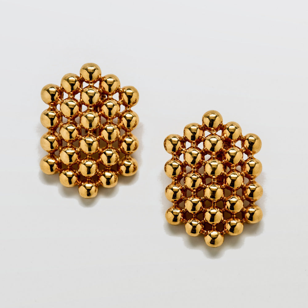 Vintage Gold Beaded Clip-On Earrings - Admiral Row
