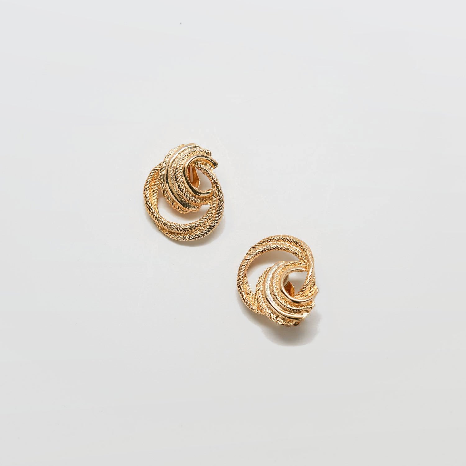 Vintage Gold Rope Loop Earrings - Admiral Row