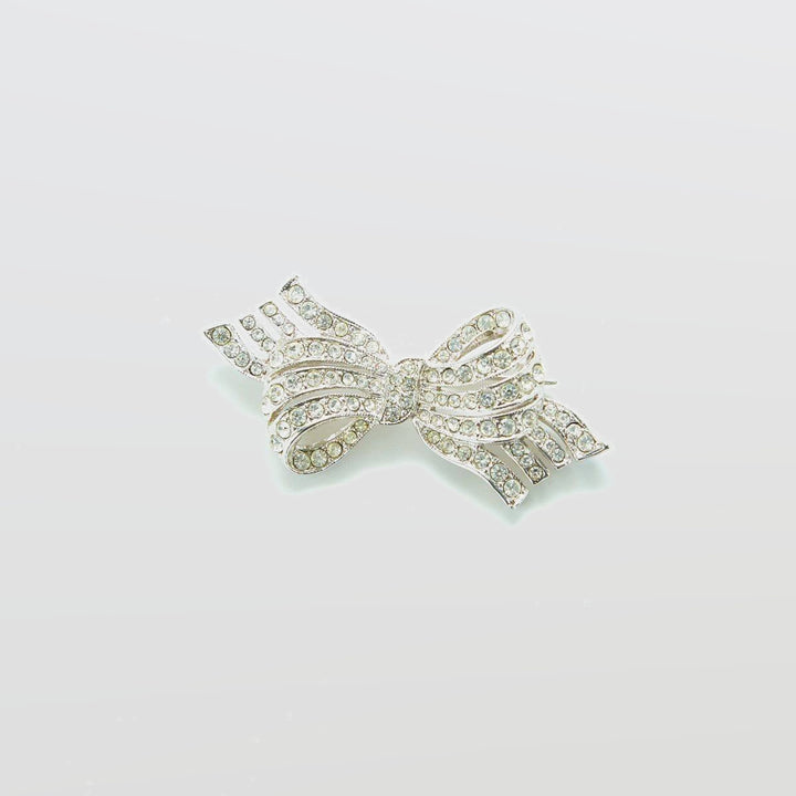 Vintage pave bow brooch