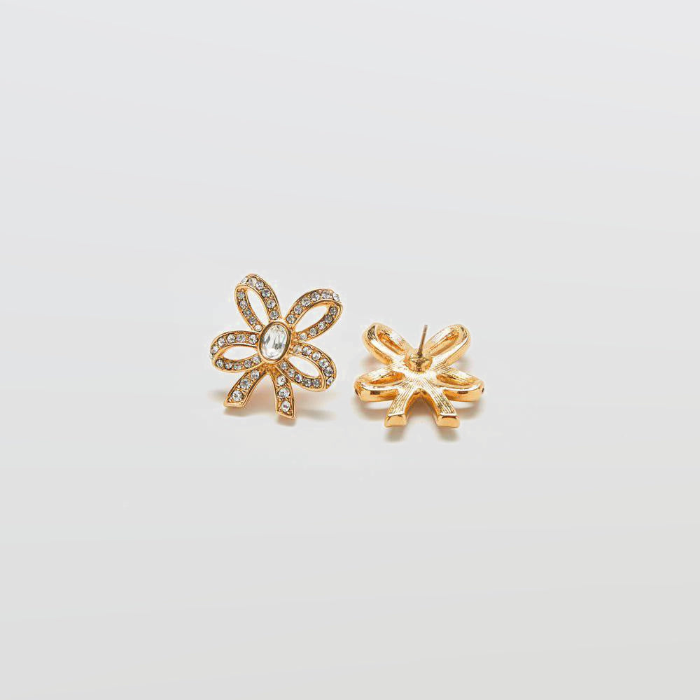 Vintage Pavé Gold Bow Earrings - Admiral Row