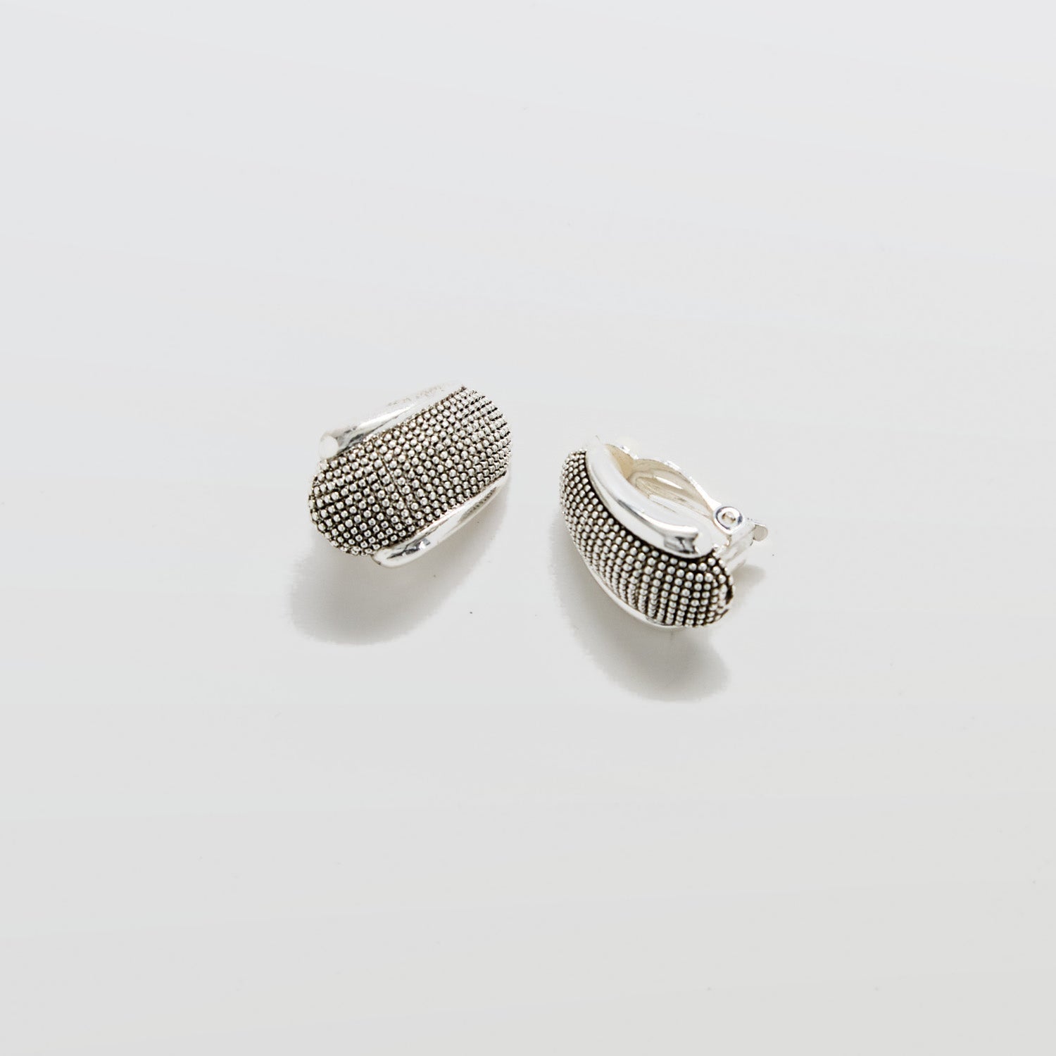 Textured Silver Clip-On Earrings - Admiral Row