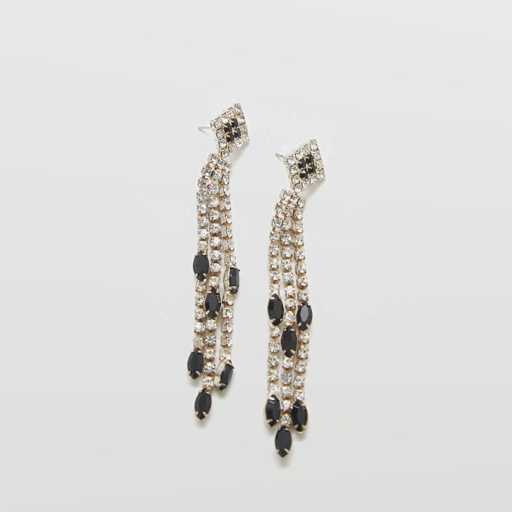 Vintage Black & White Pavé Cascade Earrings - Admiral Row