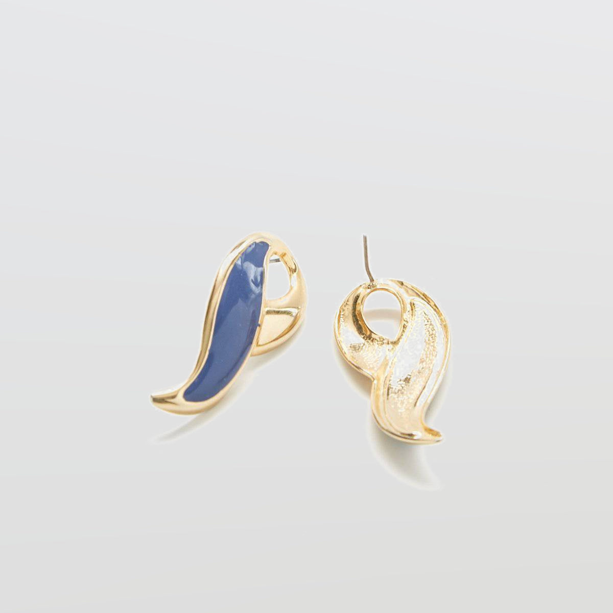 Vintage Blue Enamel Swoop Earrings - Admiral Row