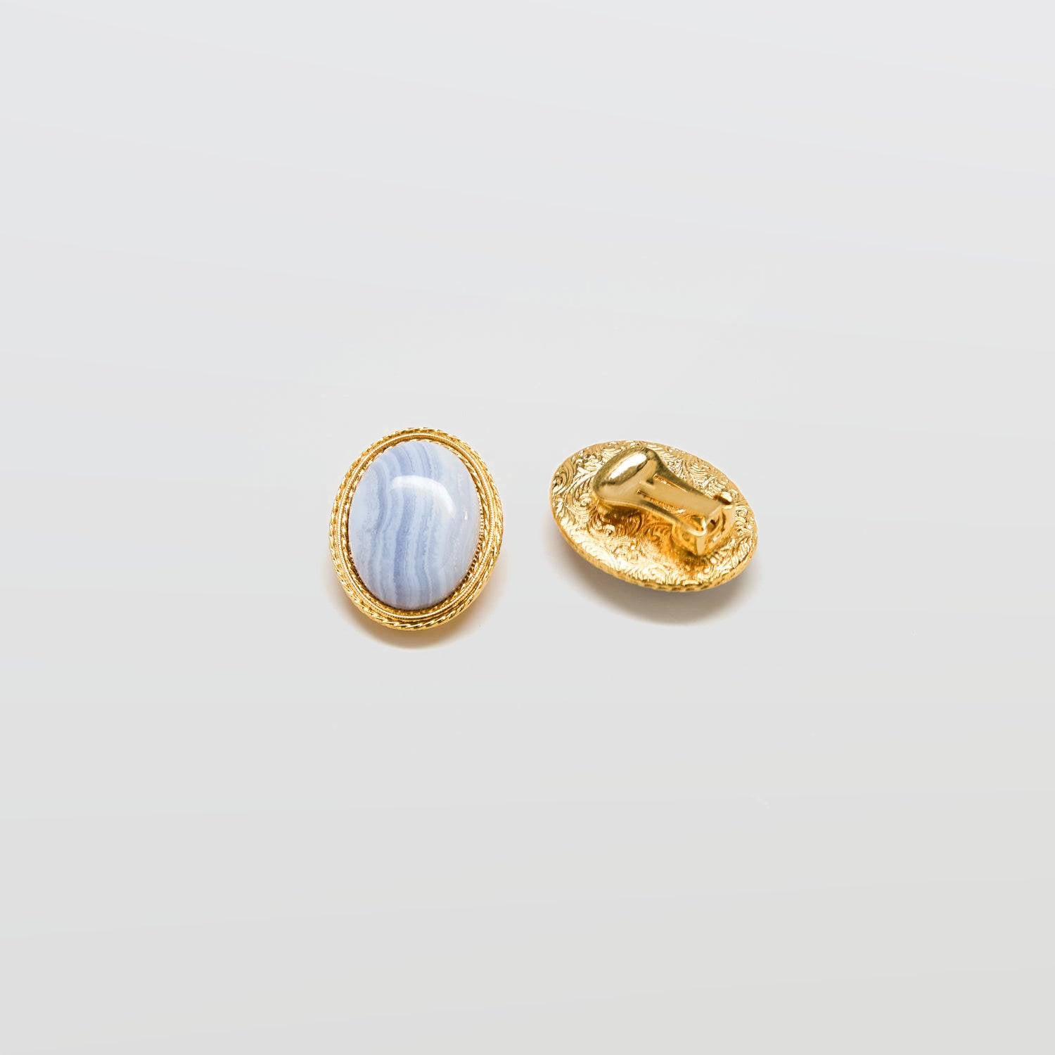 Vintage Blue Lace Agate Cameo Earrings - Admiral Row