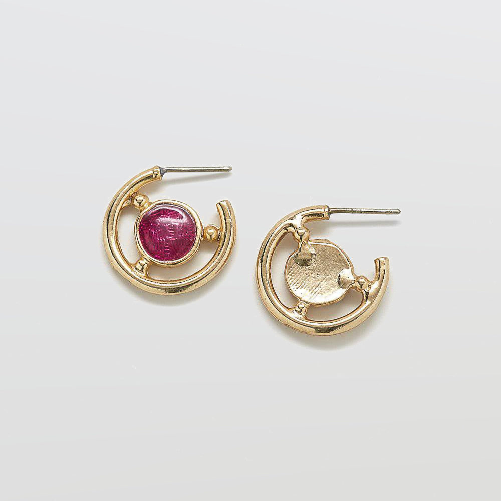 Vintage Fuchsia and Gold Hoop Earrings - Admiral Row