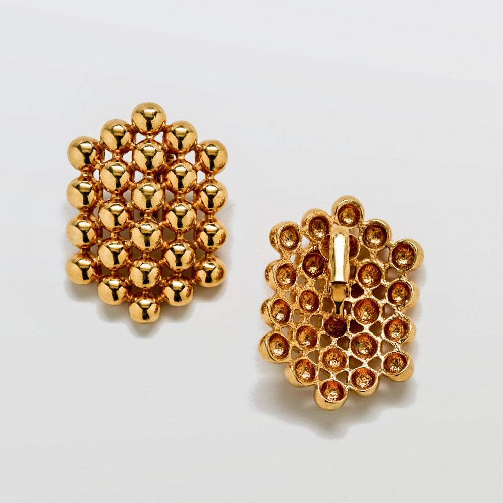 Vintage Gold Beaded Clip-On Earrings - Admiral Row