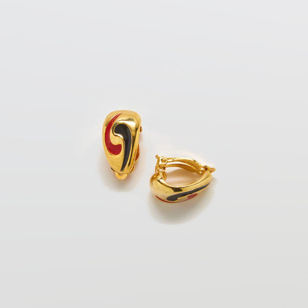 Vintage Gold, Black, and Red Earrings - Admiral Row