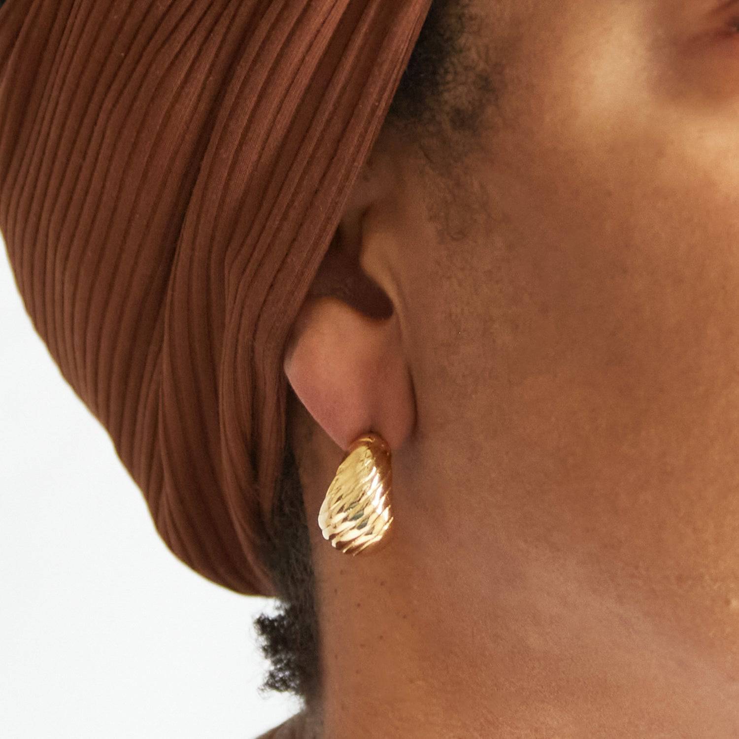 Vintage Gold Embossed Teardrop Earrings - Admiral Row