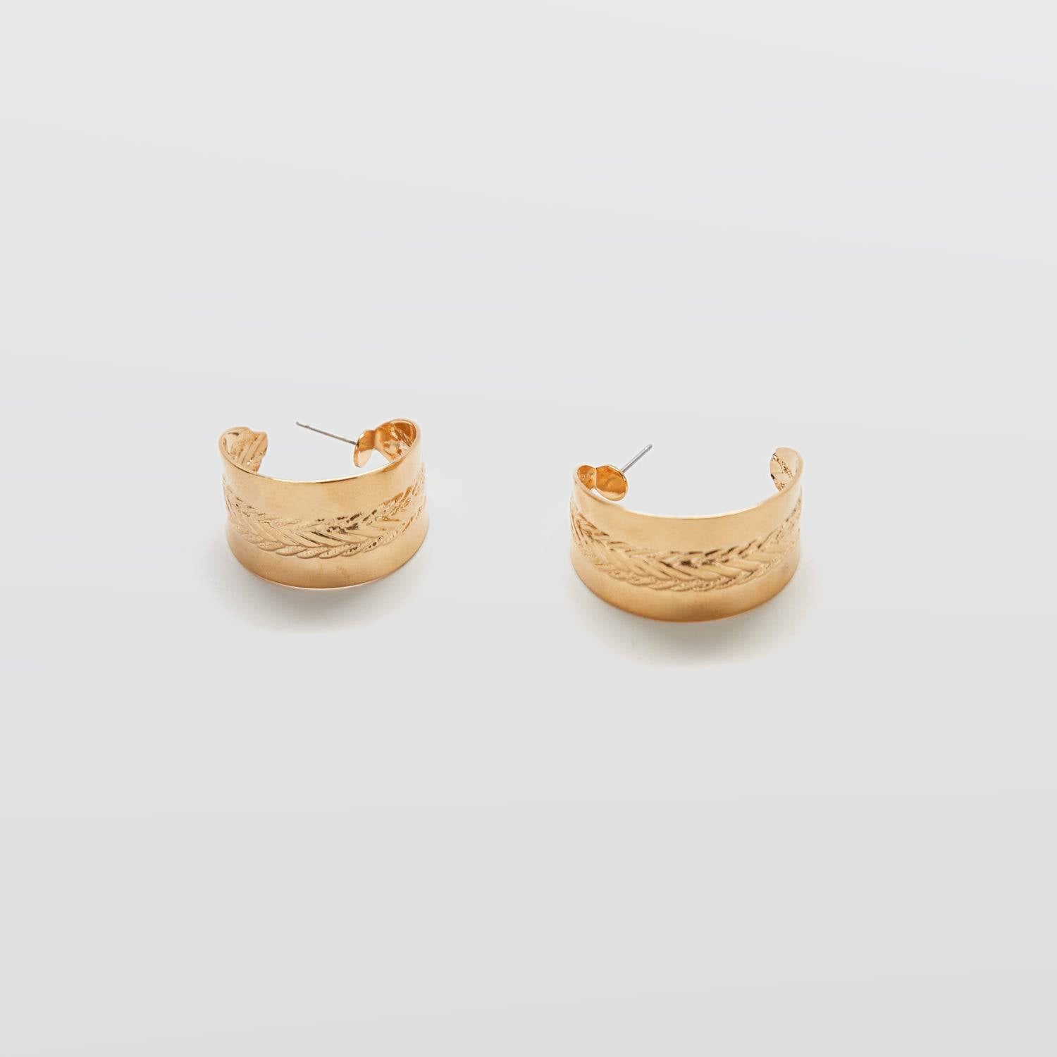 Vintage Gold Embossed Wide Hoop Earrings - Admiral Row