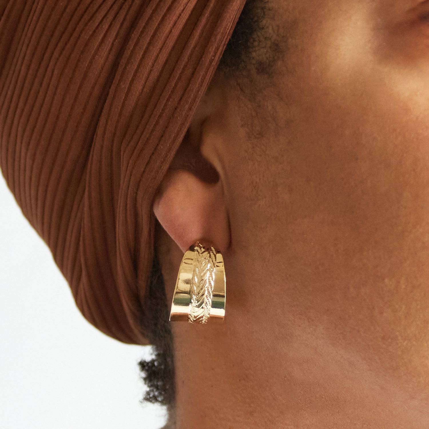 Vintage Gold Embossed Wide Hoop Earrings - Admiral Row