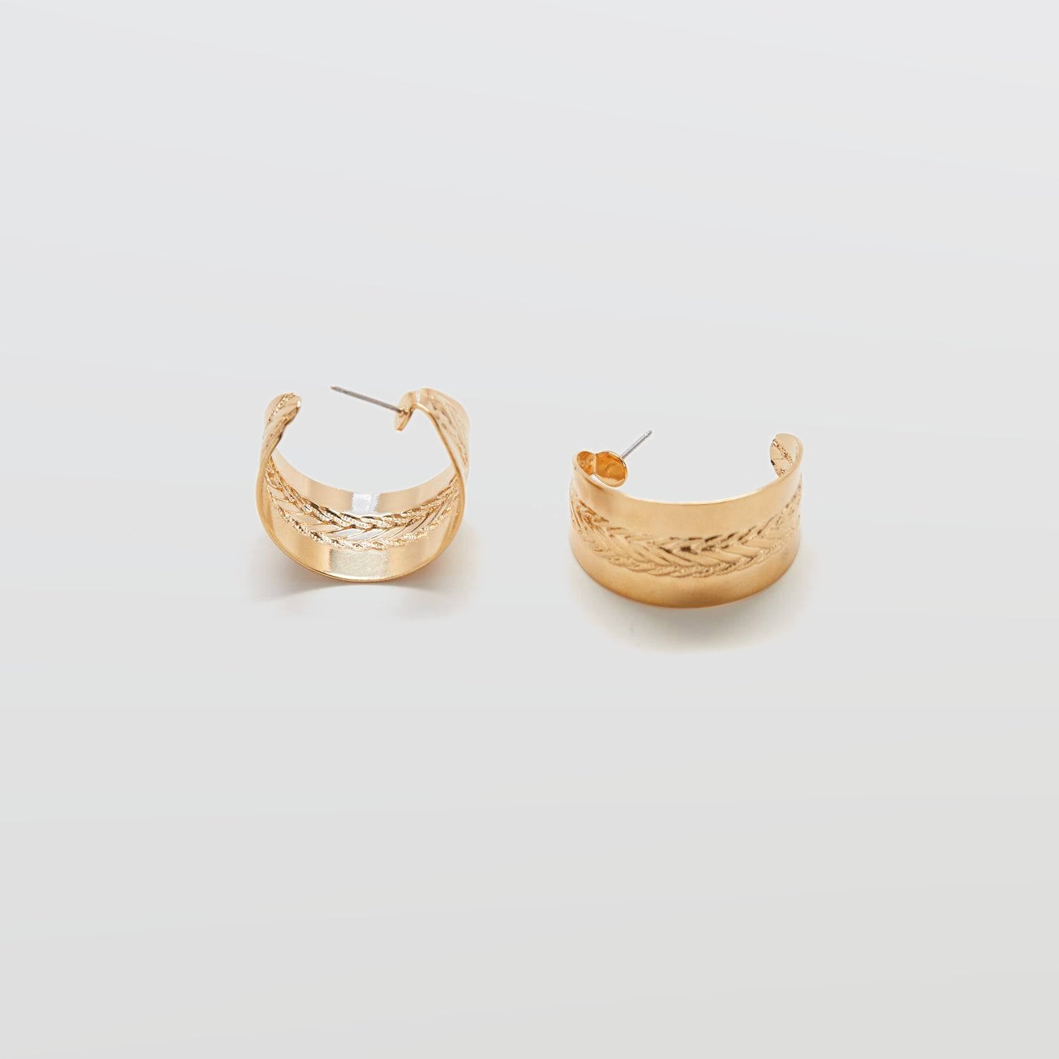 Vintage Gold Embossed Wide Hoop Earrings - Admiral Row