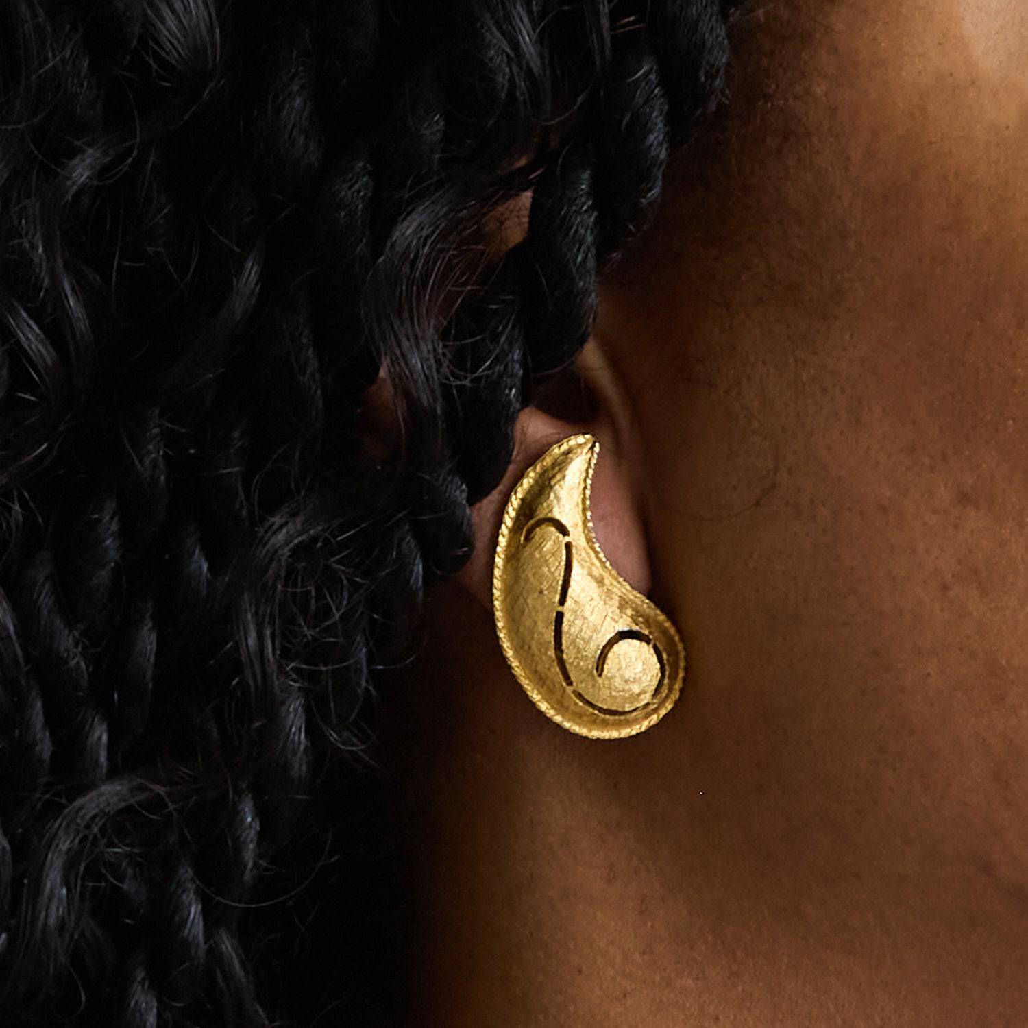 Vintage Gold Paisley Earrings - Admiral Row