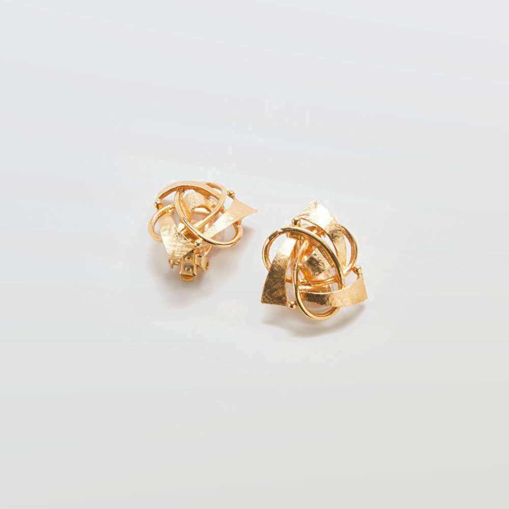 Vintage Gold Triangle Swirl Earrings - Admiral Row