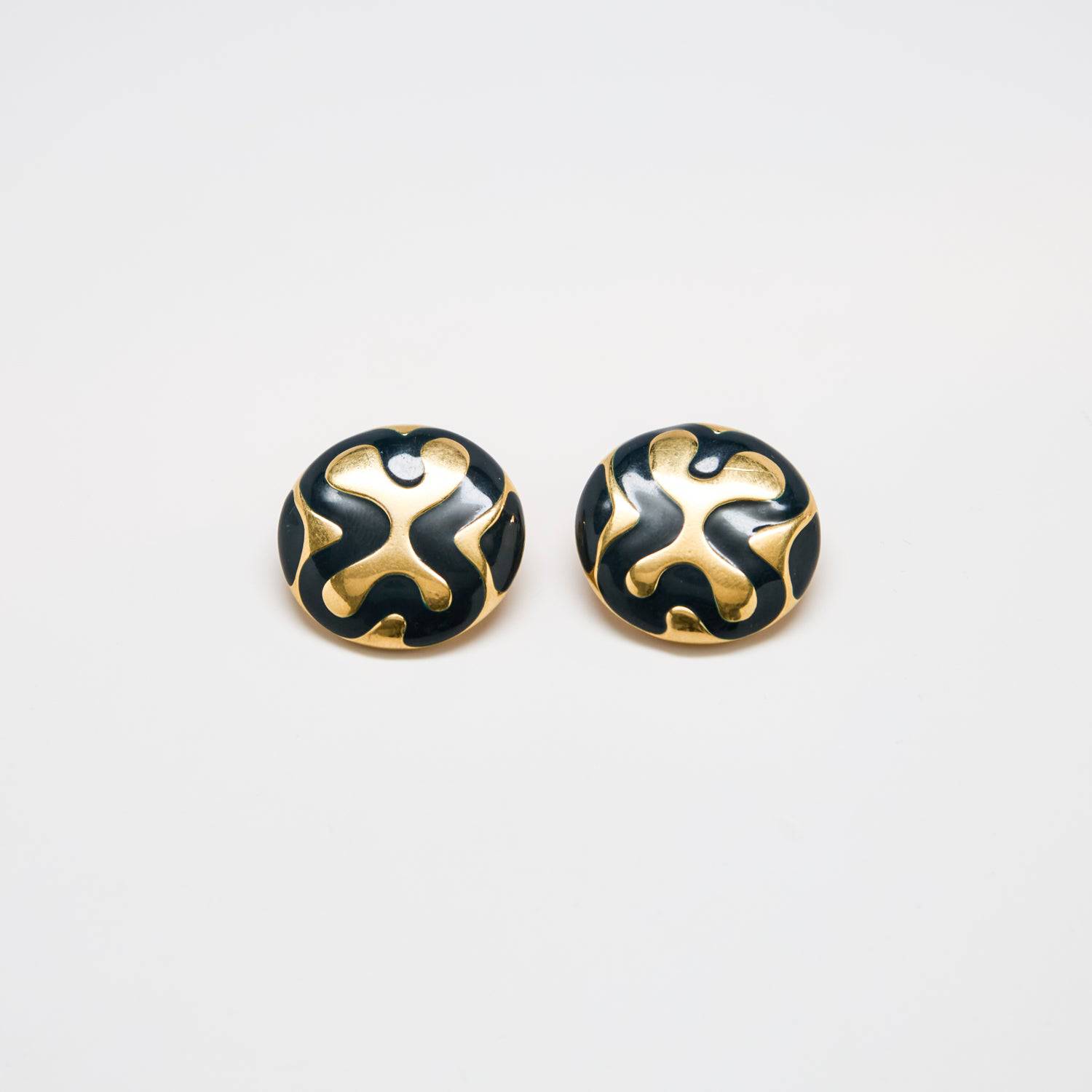 Vintage Monet Abstract Black and Gold Earrings - Admiral Row