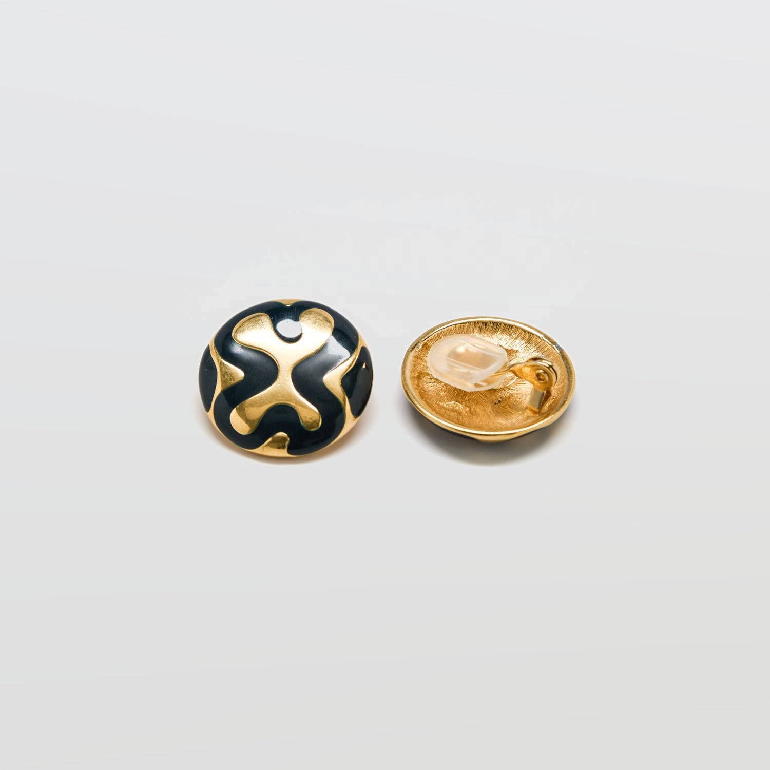 Vintage Monet Abstract Black and Gold Earrings - Admiral Row