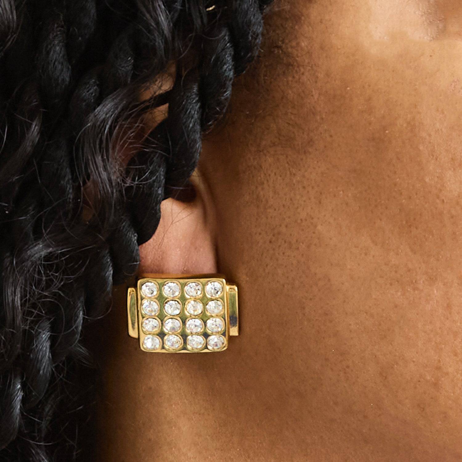 Vintage Monet Pavé Square Earrings - Admiral Row