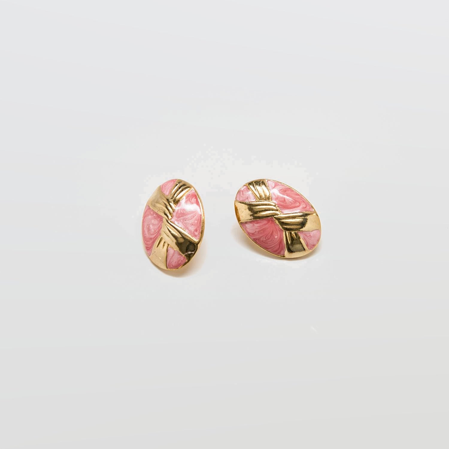 Vintage Pink and Gold Ribbon Earrings - Admiral Row