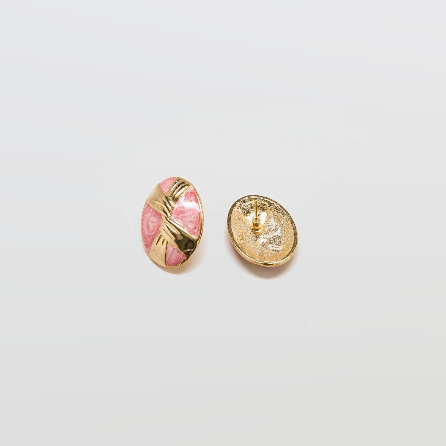 Vintage Pink and Gold Ribbon Earrings - Admiral Row