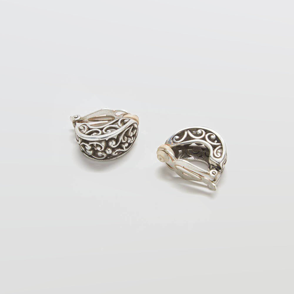 Vintage Silver Patterned Stud Earrings - Admiral Row