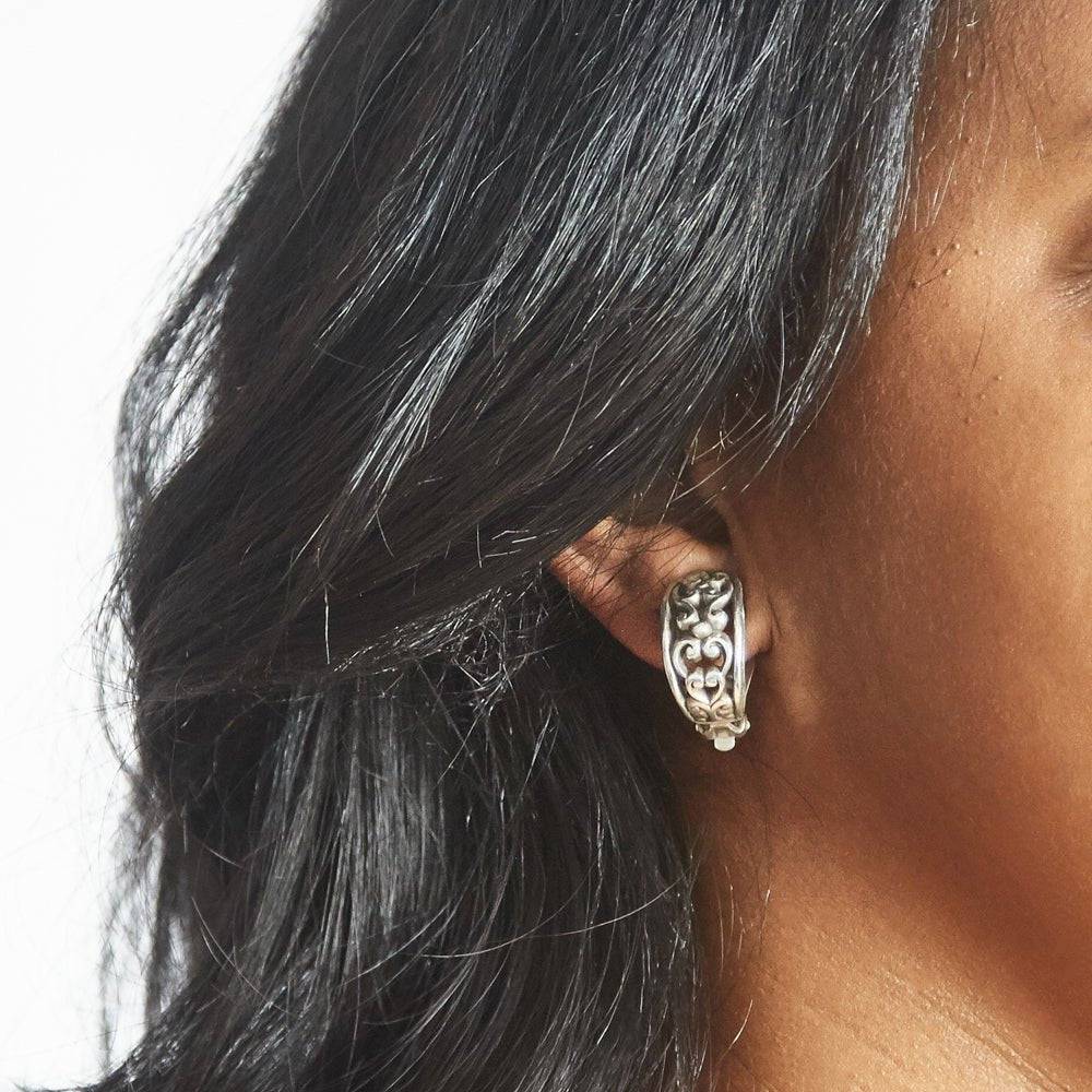 Vintage Silver Patterned Stud Earrings - Admiral Row