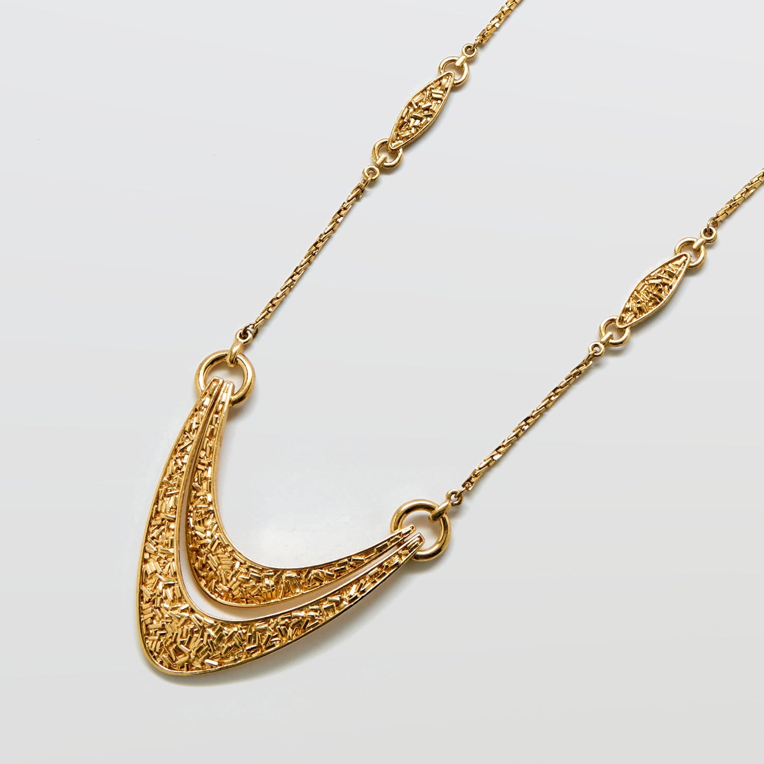Vintage Trifari Gold Abstract Crescent Necklace - Admiral Row