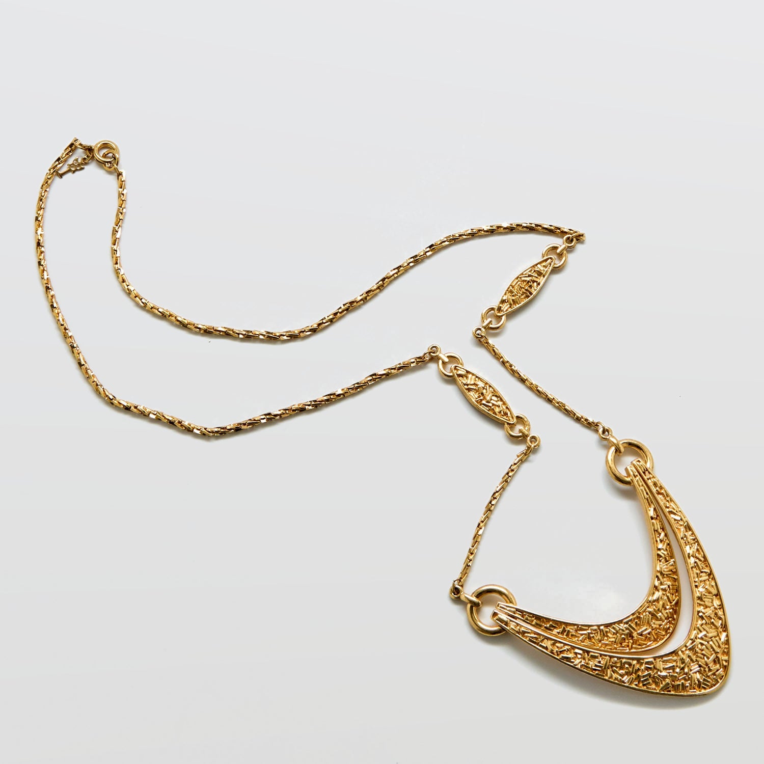 Vintage Trifari Gold Abstract Crescent Necklace - Admiral Row