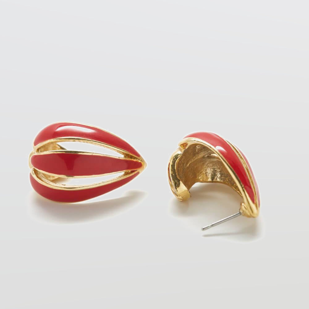 Vintage Trifari Red Petal Drop Earrings - Admiral Row