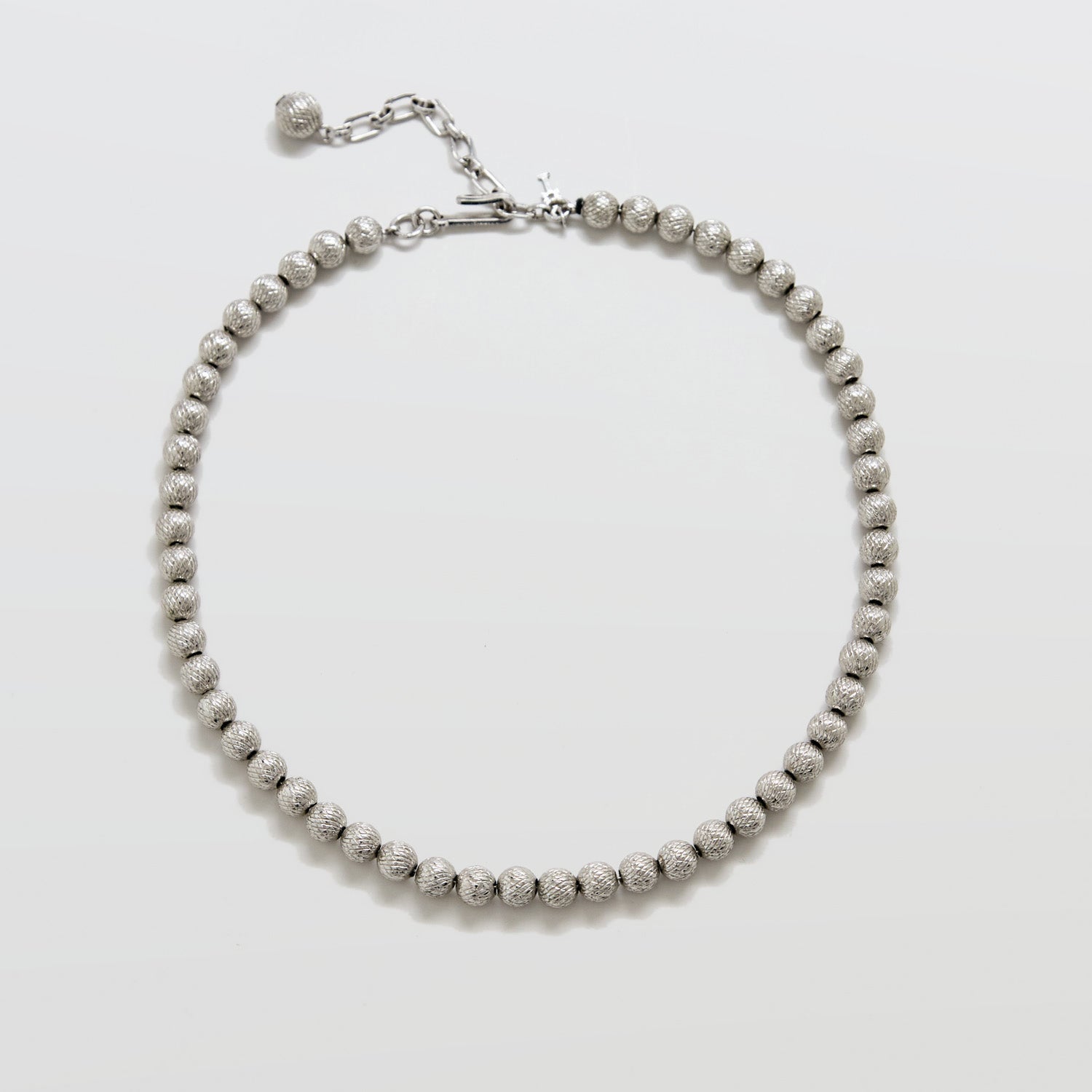 Vintage Trifari Textured Silver Bead Necklace - Admiral Row