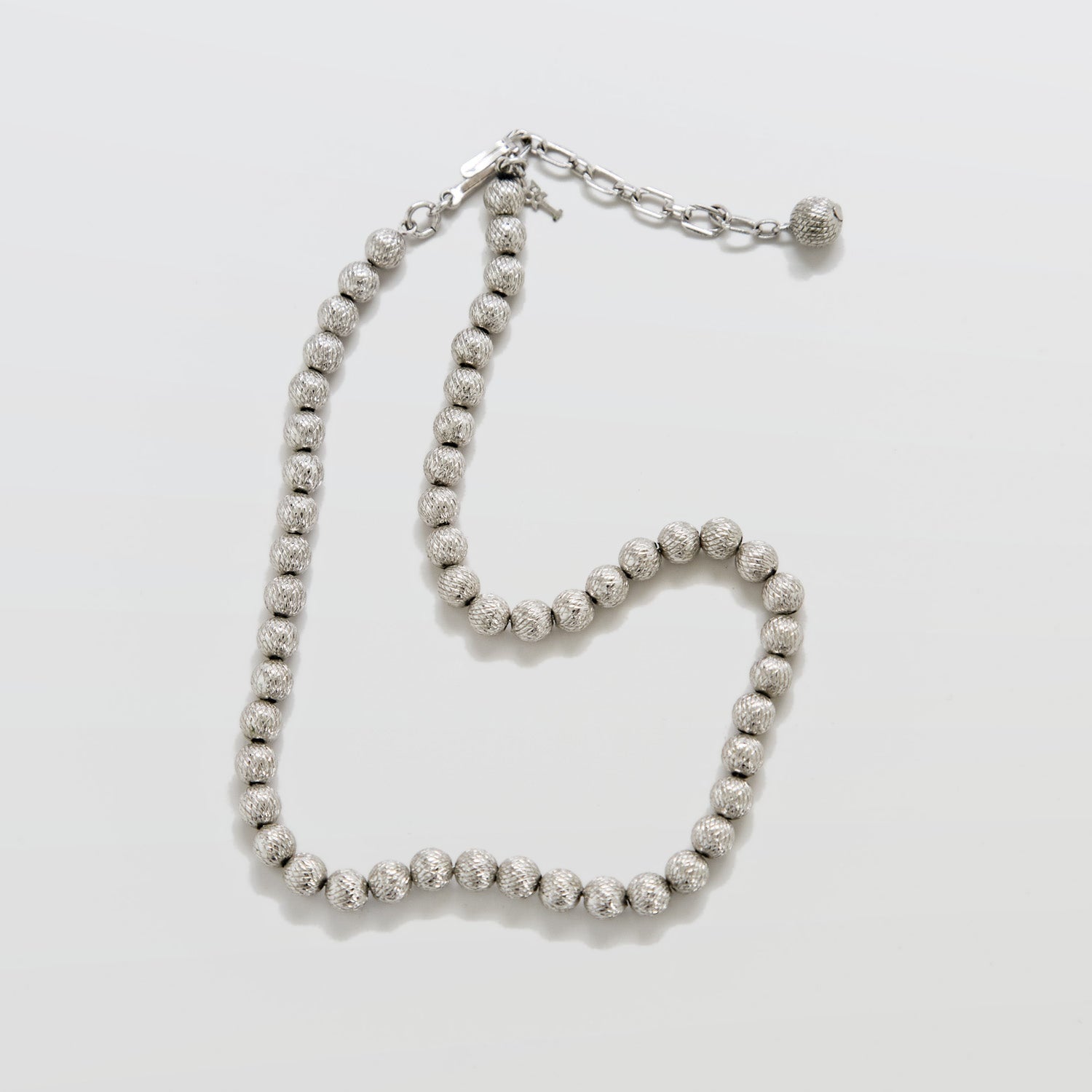 Vintage Trifari Textured Silver Bead Necklace - Admiral Row