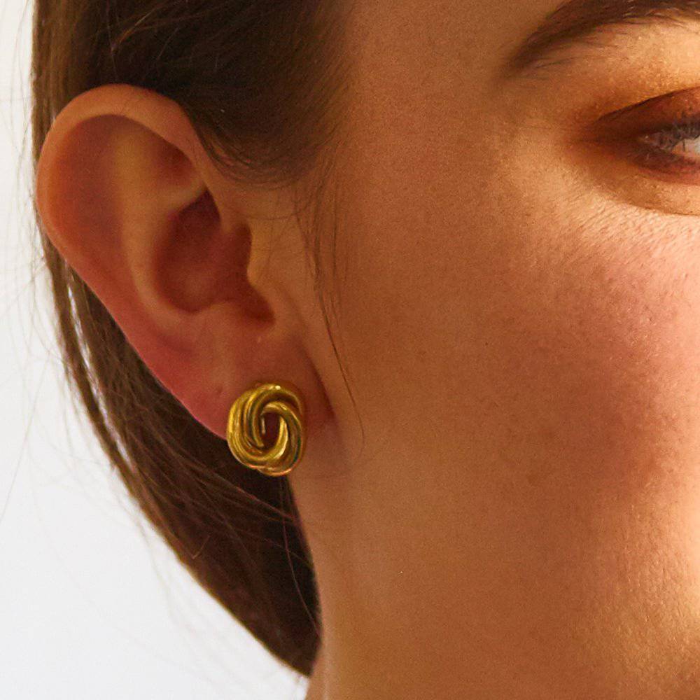 Vintage Trifari Tiny Gold Knot Earrings - Admiral Row