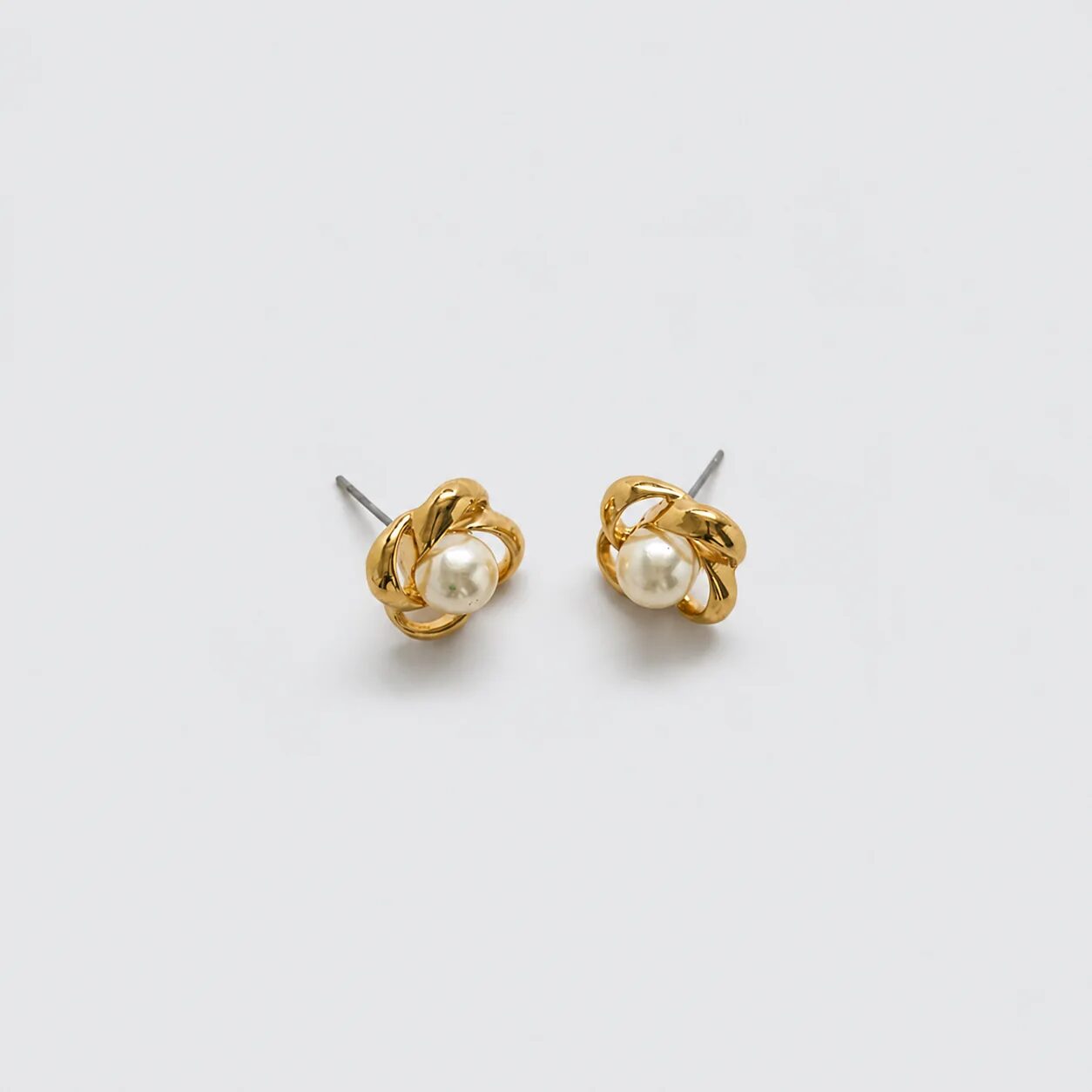 Vintage Faux Pearl Knot Stud Earrings
