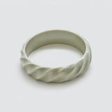 Vintage ivory sculptural resin bangle bracelet, front view