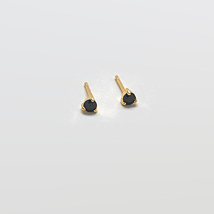 Black CZ Round Stud Earrings - Admiral Row