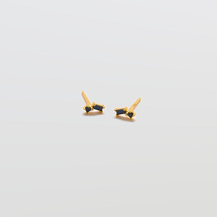 Black Geo Baguette Gold Studs - Admiral Row