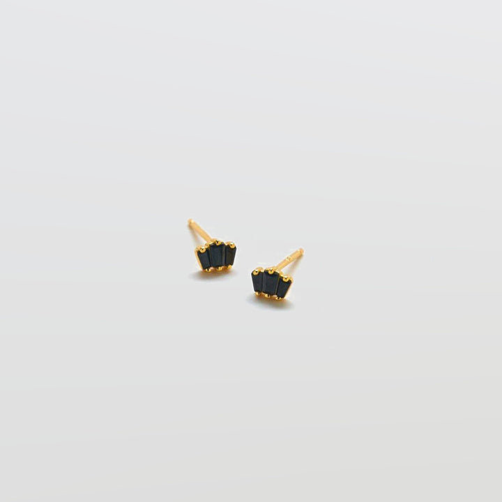 Black Trio Baguette Gold Studs - Admiral Row