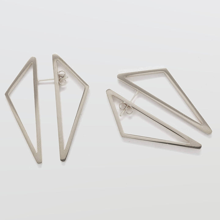 Double-Sided Silver Geometric Triangle Earrings - Admiral Row