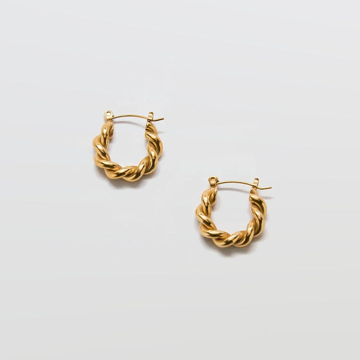 Gold Oval Twist Hoop Earrings - Admiral Row