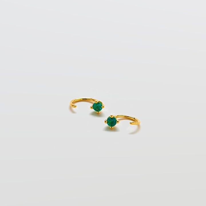 Green CZ Open Hoop Earrings - Admiral Row