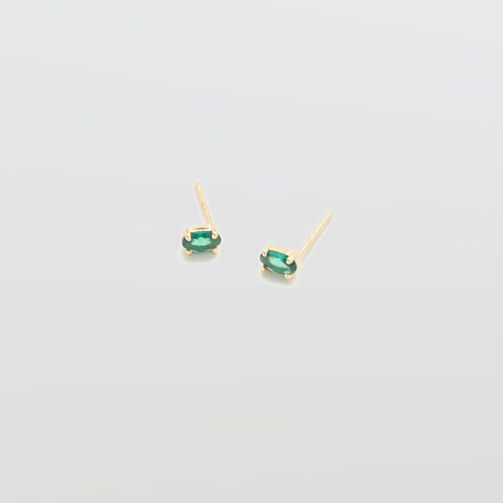 Green CZ Oval Stud Earrings - Admiral Row