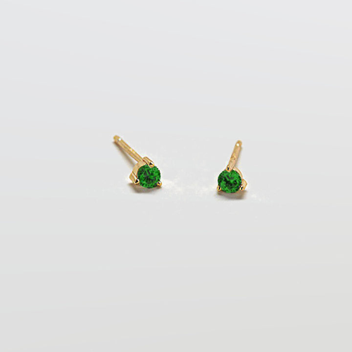 Green CZ Round Stud Earrings - Admiral Row