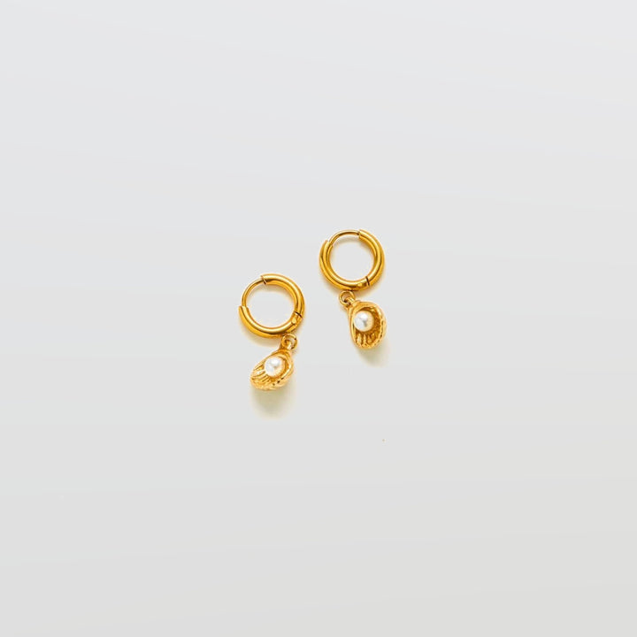 Pearl Shell Huggie Earrings - Admiral Row