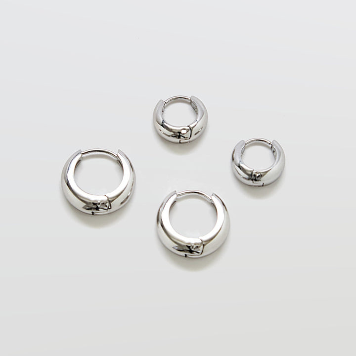 Silver Medium Double Pack - Hoop Earrings