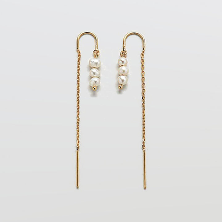 Triple Pearl Drop Threader Earrings - Admiral Row