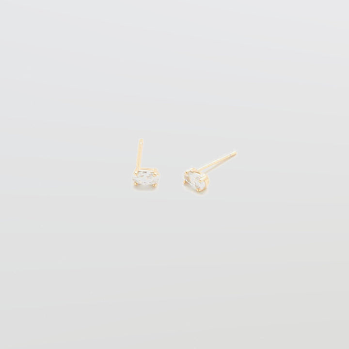 White CZ Oval Stud Earrings - Admiral Row