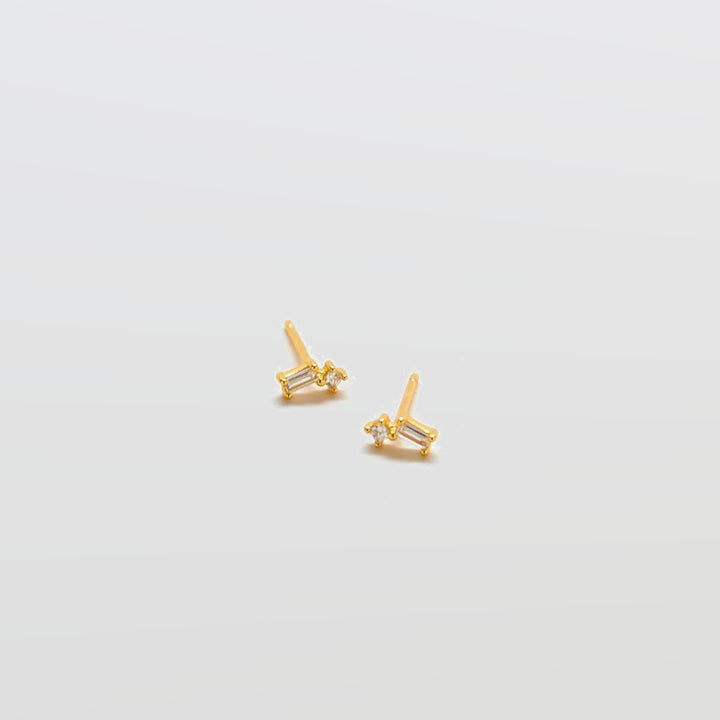 White Geo Baguette Gold Studs - Admiral Row