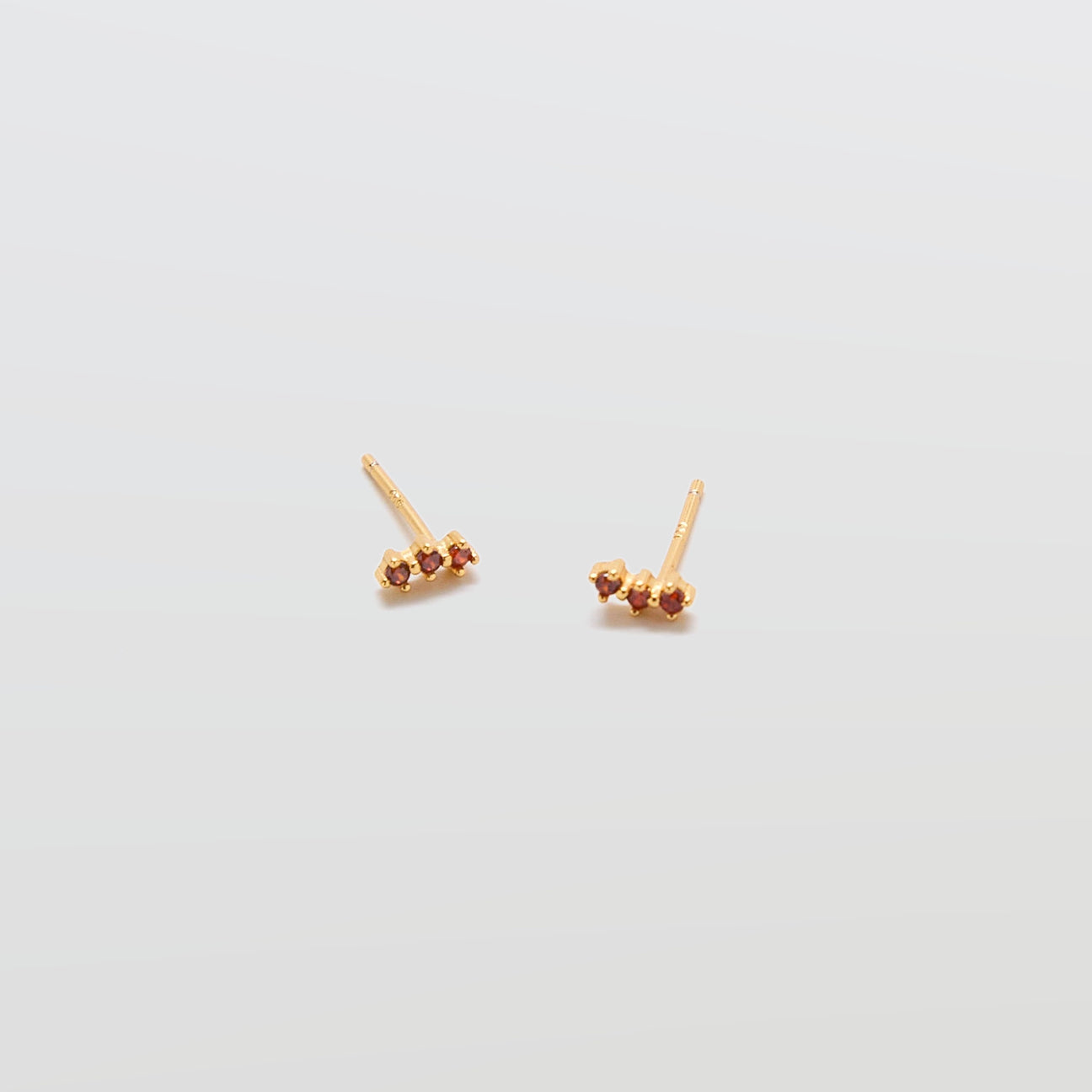 Red Garnet Gold Bar Earrings - Admiral Row