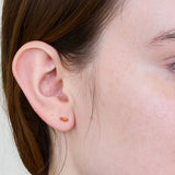 Red Garnet Gold Bar Earrings