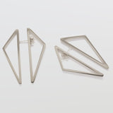 Double-Sided Silver Geometric Triangle Earrings - Admiral Row