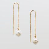Gold Pearl Threader Drop Earrings - Admiral Row